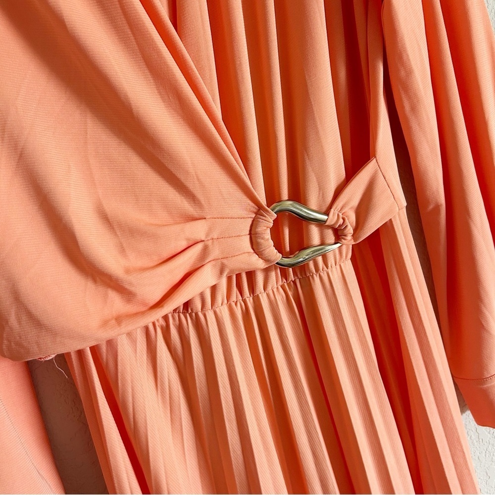 Marella Evelin Crossover Pleated Midi Dress Peach - Picture 5 of 14